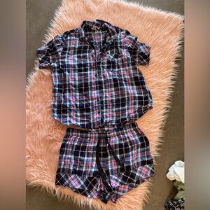 Victoria's Secret Plaid Pajama Set - Pink and Blue
